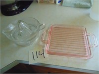 Juicer and Pink Depression Glass