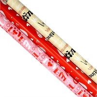 6 ROLLS Valentine Wrapping Paper  Red/Pink