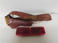 Leather Ammo Belt Holster, 96 Spent Rds. 357 Mag.