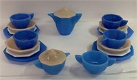 Akro Agate Multicolored Glass Child's Tea Set