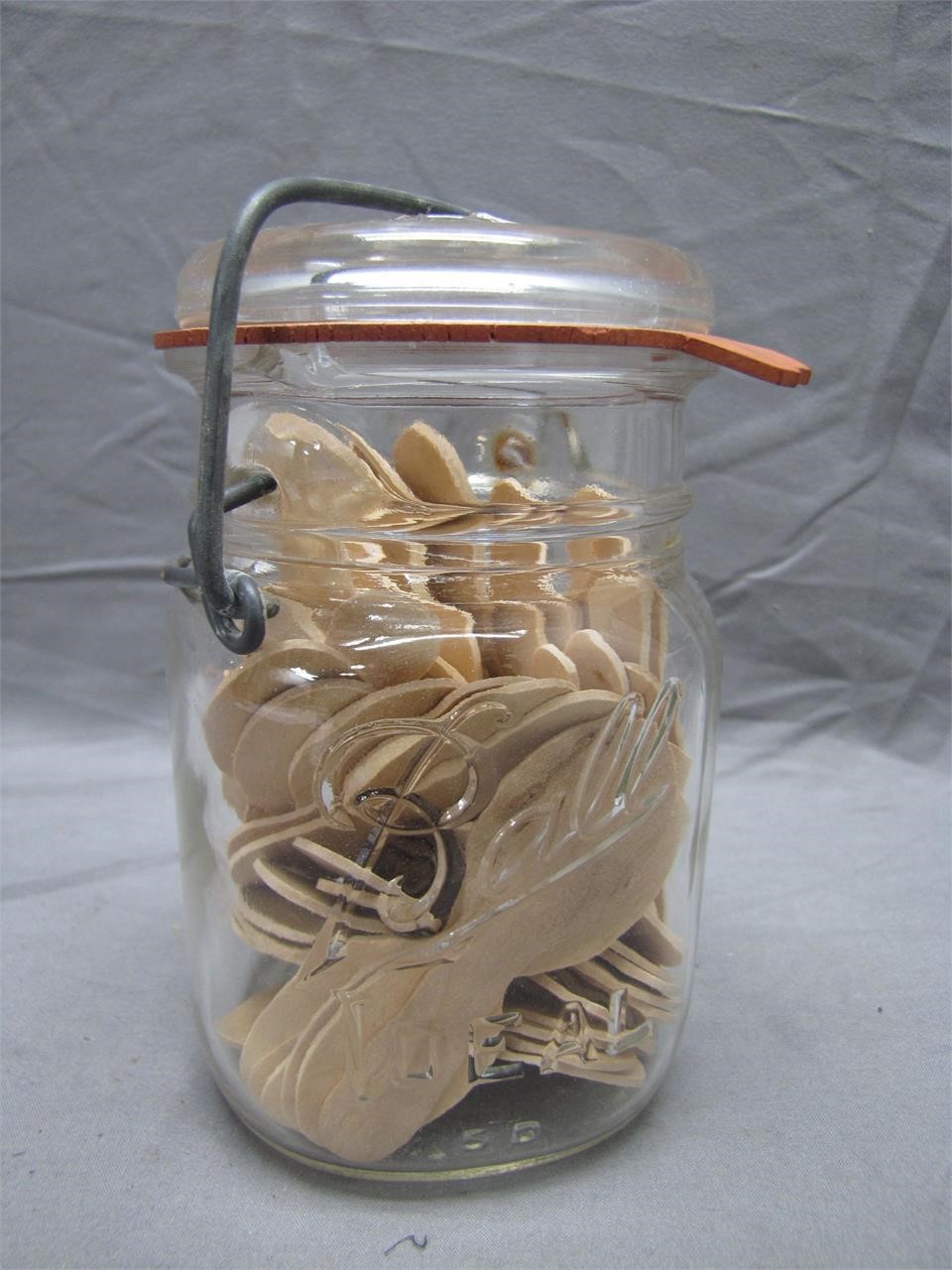 Vintage Ball Mason Jar Filled w/Flat Wooden Spoons