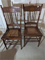 2 Cained  Wood Chairs