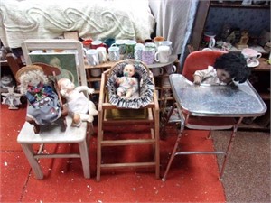 Dolls and highchairs