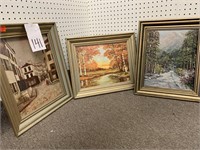 3 VINTAGE FRAMED PRINTS - 18 X 15 “ EA