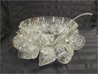 Full Set - Clear Glass Punch Bowl with cups,