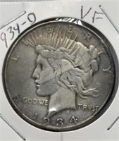 Of) 1934-d peace dollar condition VF