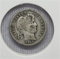 Of) 1915 Barber dime condition F