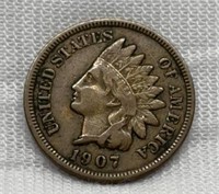 Of) 1907 Indian head penny condition VF