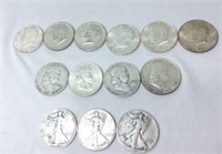 (13) Silver Half Dollars - 1964 Kennedy's,