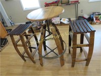 AMAZING Whiskey barrel table stools pub style