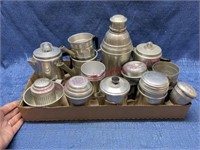 Lot: Vtg aluminum coffee pots -cups -etc