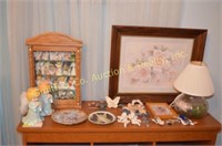 Mirrored Shadow Box, Angel Figurines, Lamp,
