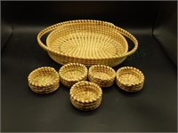 Sweetgrass Woven Basket Set with 5 Coasters