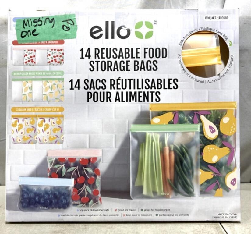 Ello 14 Reusable Food Storage Bags (missing 1,