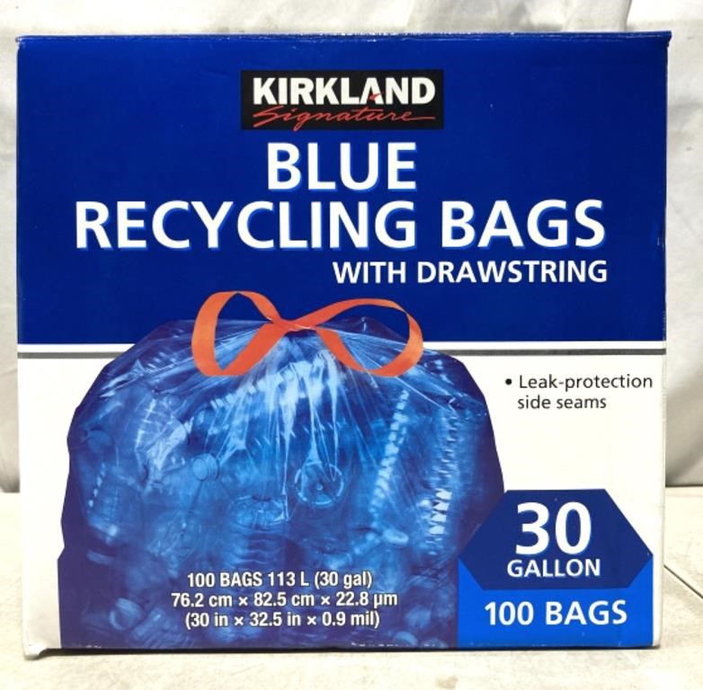 Signature Blue Recycling Bags With Drawstring 100