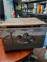 Signed Handpainted  Duck Scene on Wooden Crate