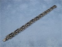 SS Vtg Hallmarked Onyx Marcasite Bracelet