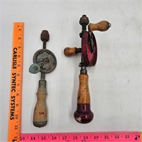 Vintage Wood Handle Hand Drills (2)