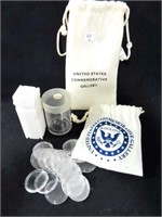 2 U.S. COMMEMORATIVE GALLERY BAGS, COIN HOLDERS