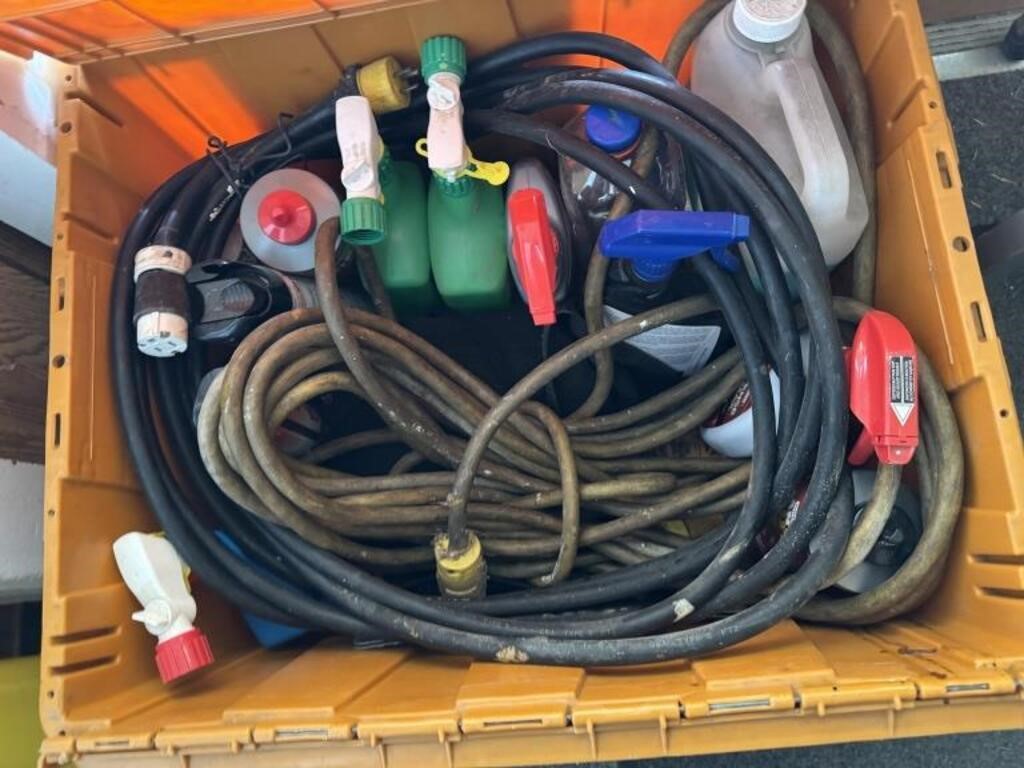 TOTE OF ELECTRICAL CORDS, ETC.