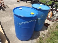 2 Blue Poly 55 gallon Drums / Barrels