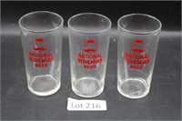 (3) Glass "National Bohemian Beer" Cups