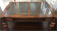 LEATHER TRIM COFFEE TABLE