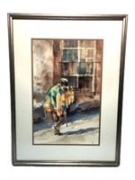 Janet Campbell "Street Vendor" Watercolor