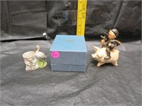 2 Figurines (1 repaired)  & 1 Egg