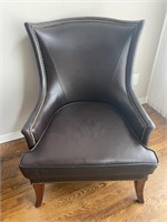 38" T HIGH BACK LIBRARY WING CHAIR W/BRASS TACKS
