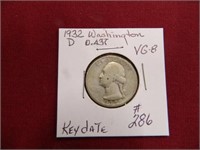 1932D Washington Quarter, VG8 - Key Date