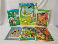 1970's & 1980's (6) Frame Tray Puzzles - Disney -