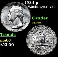 1984-p Washington Quarter 25c Grades GEM+ Unc