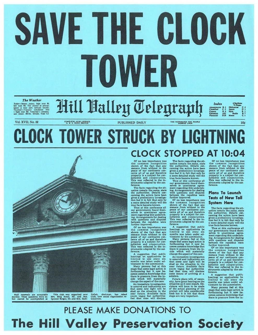 Back to The Future Poster  Save The Clocktower