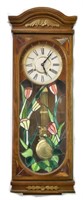 Tulips Leaded Glass 31 Day Pendulum Wall Clock