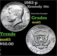 1982-p Kennedy Half Dollar 50c Grades GEM Unc