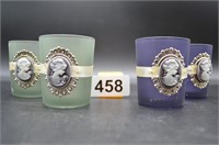 Cameo votive candle holders (4)