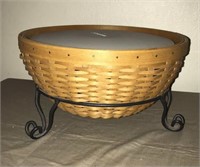Longaberger bowl basket and iron stand