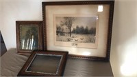 Signed Benji Lander 1887 Lithograph and two