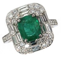 14k Gold 2.82 ct Natural Emerald & Diamond Ring