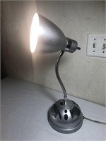 Silver Toned Adjustable Desk Lamp w/ Organizer