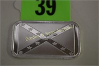 SILVER ONE OUNCE BAR DEPICTING CONFEDERATE FLAG
