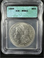 1888 Silver Morgan dollar MS 61 IGC
