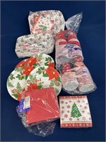 Christmas disposable plates, plastic cups,
