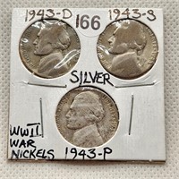 1943 P-D-S Silver Nickels