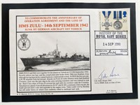 John Drane Signed HMS Zulu Commemorative Cover