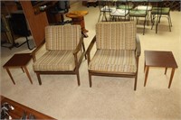 2 Mid Century Modern Wooden Arm Chairs and 2