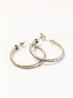 Silver 1" Hoop Earrings   L