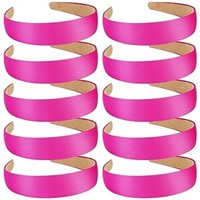 Wecoe 10pcs Hot Pink Headband Satin Headbands 1.3