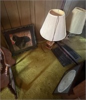 Dog Print, Fancy Work & Lamp